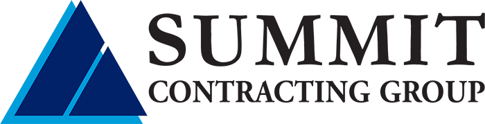 Summit logo in blue and white, representing commercial flooring solutions, on a transparent background.